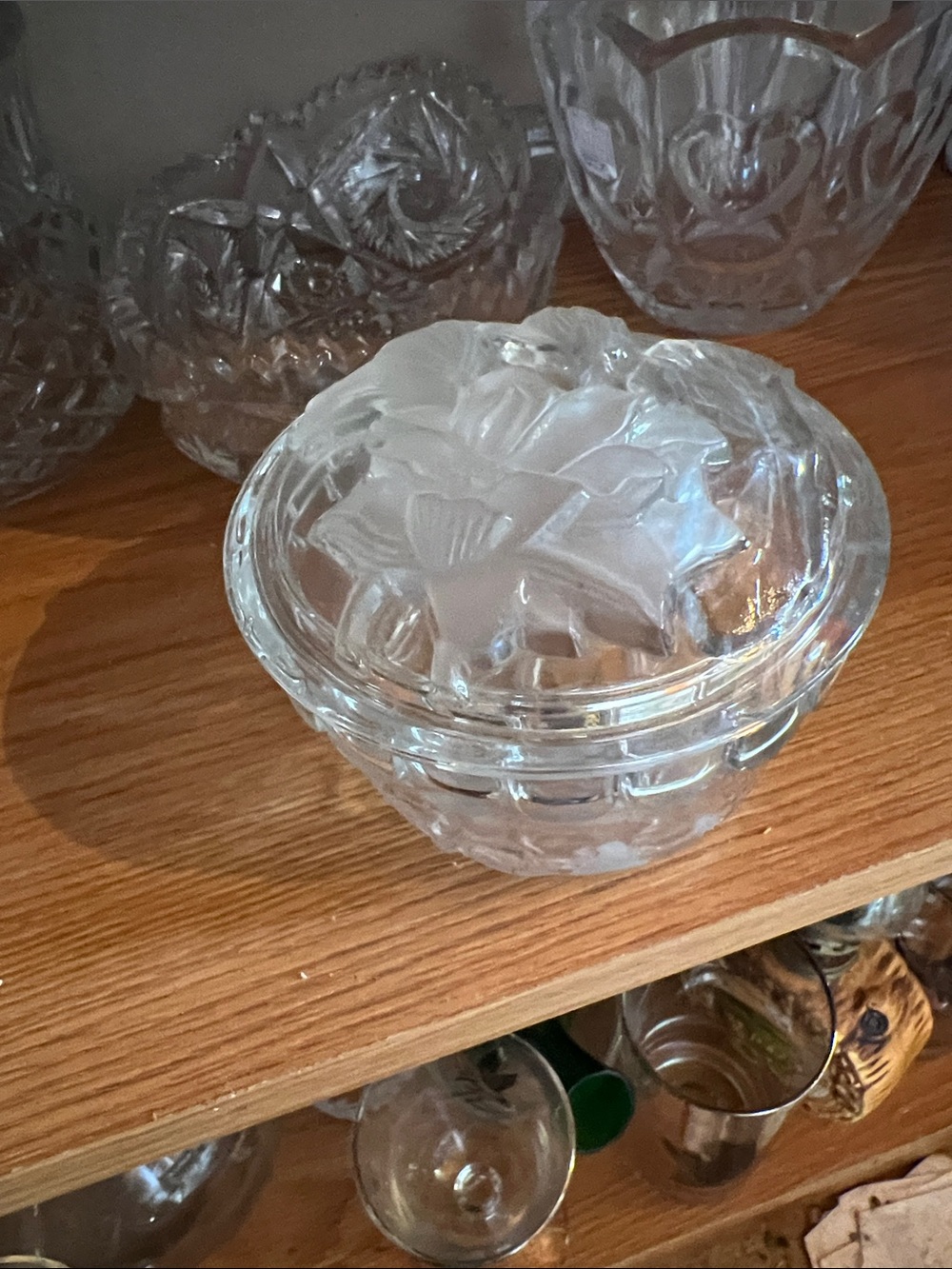 Vibtage Clear Pressed Glass Covered Candy Dish
